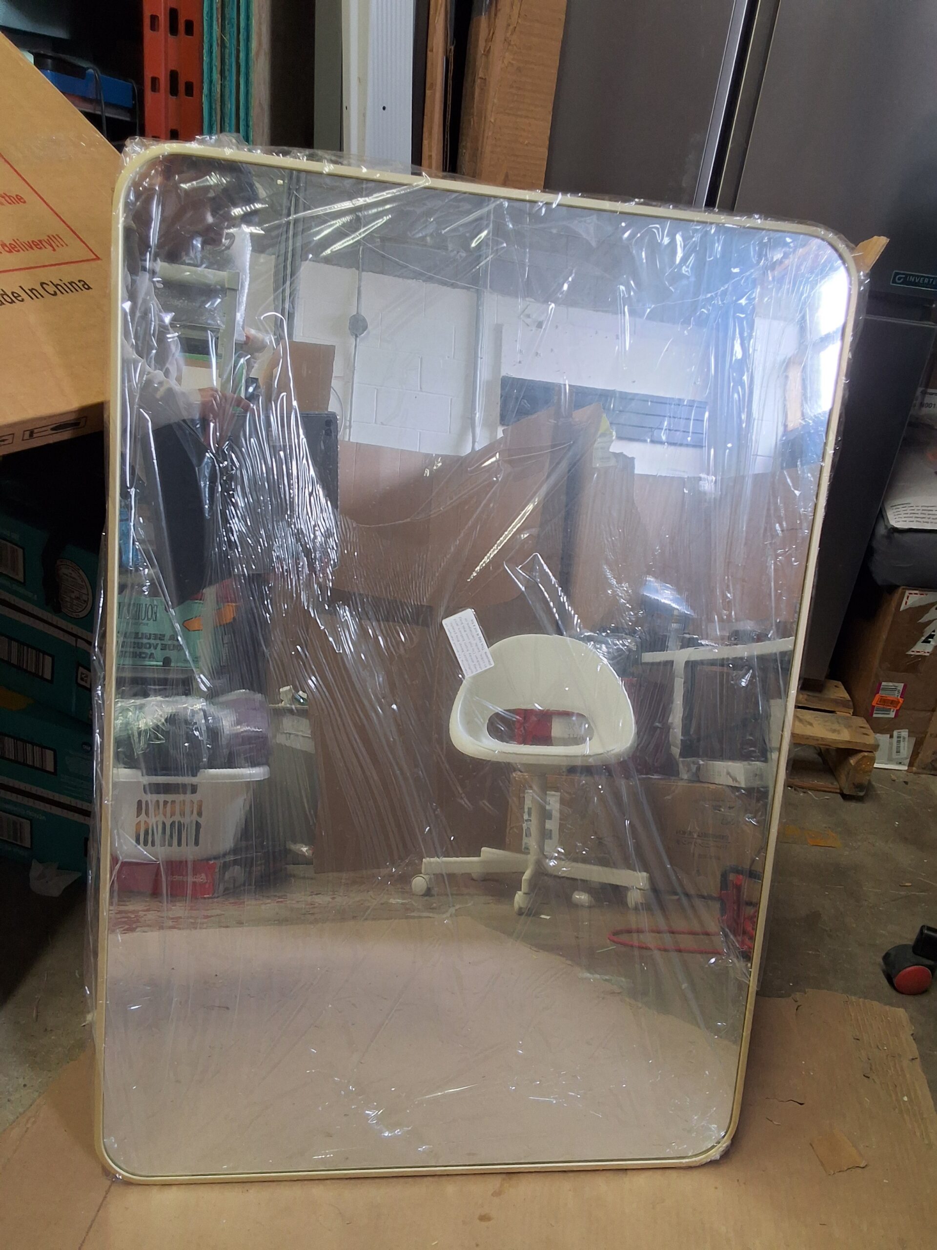 BEAUTYPEAK rectangular bathroom mirror with gold aluminum alloy frame