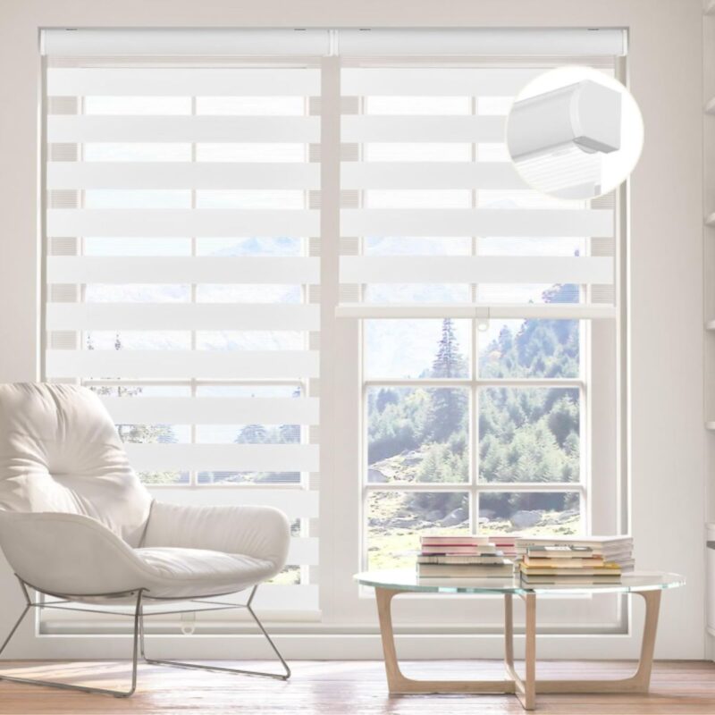 KELIXU cordless zebra blinds in white 45 by 90 inch light filtering indoor shades