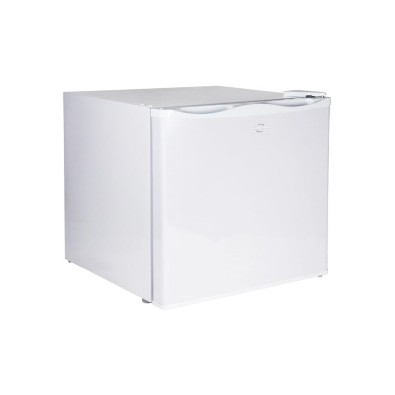 Koolatron mini upright freezer in white, space-saving design