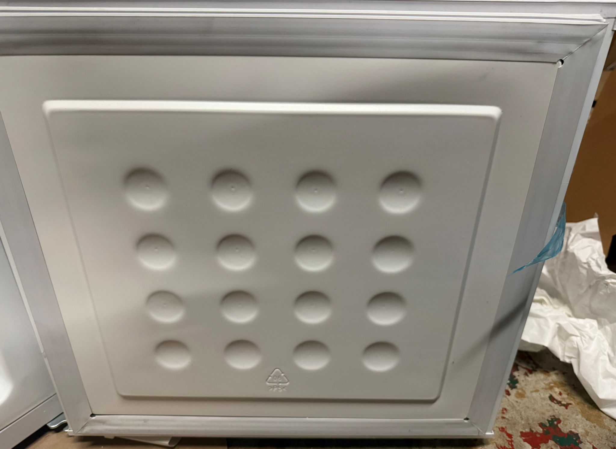 Koolatron mini upright freezer in white, space-saving design