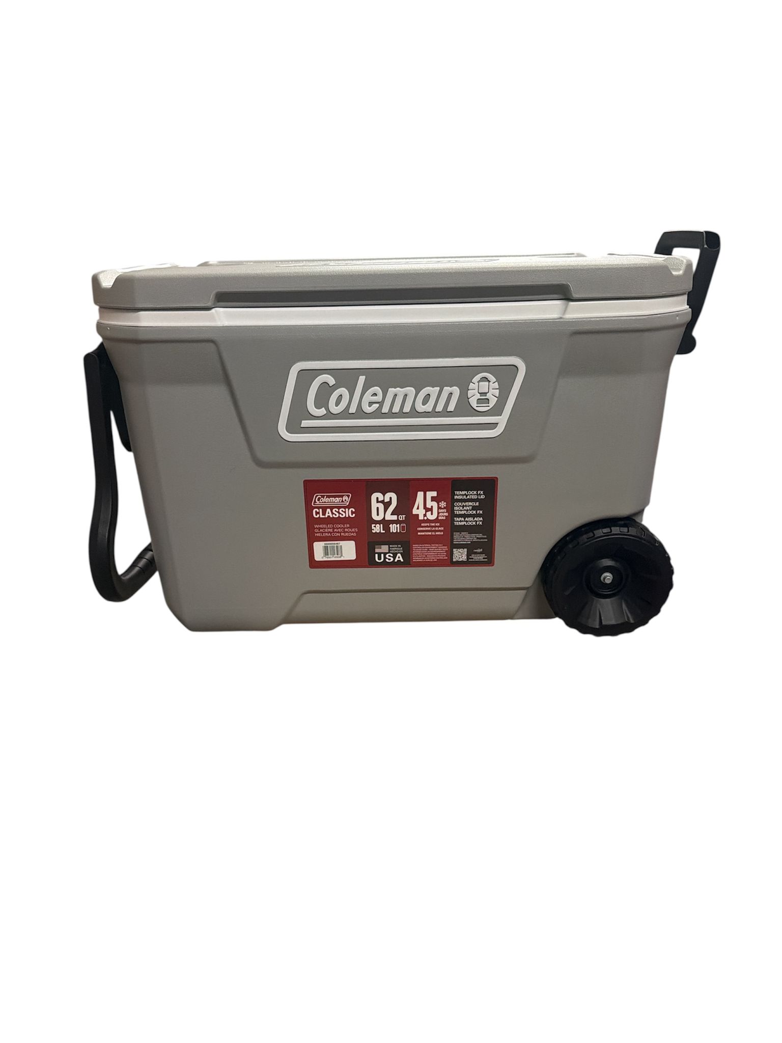 wheeled cooler in lakeside blue with heavy-duty wheels