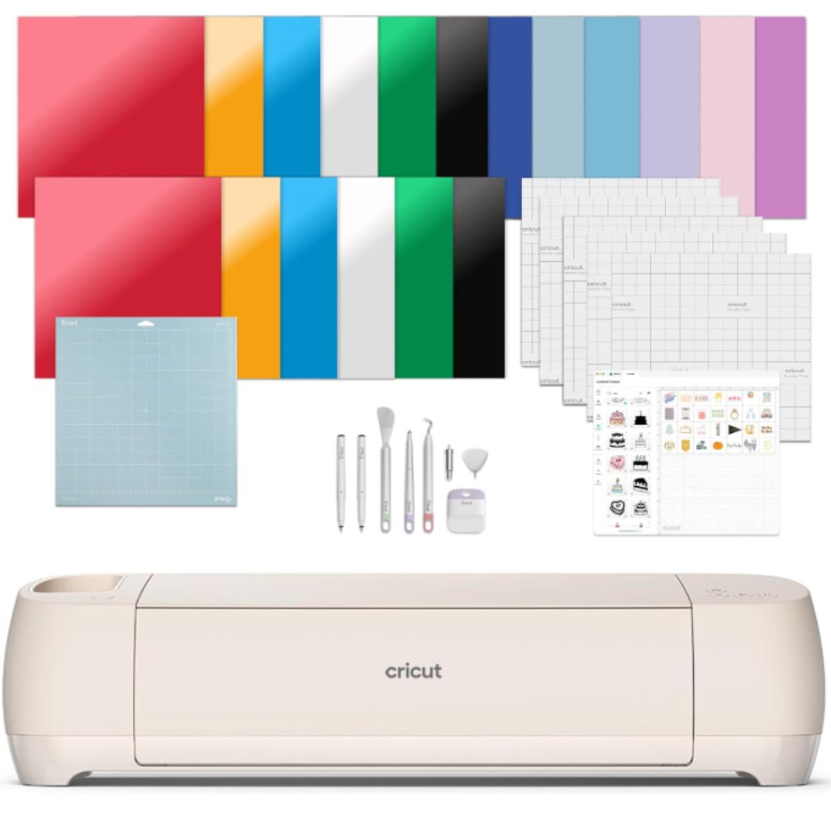 Smart Cutting Machine - Cricut Explore 4 Seashell Bundle Cricut smart cutting machine in seashell colour with engagement bundle accessories