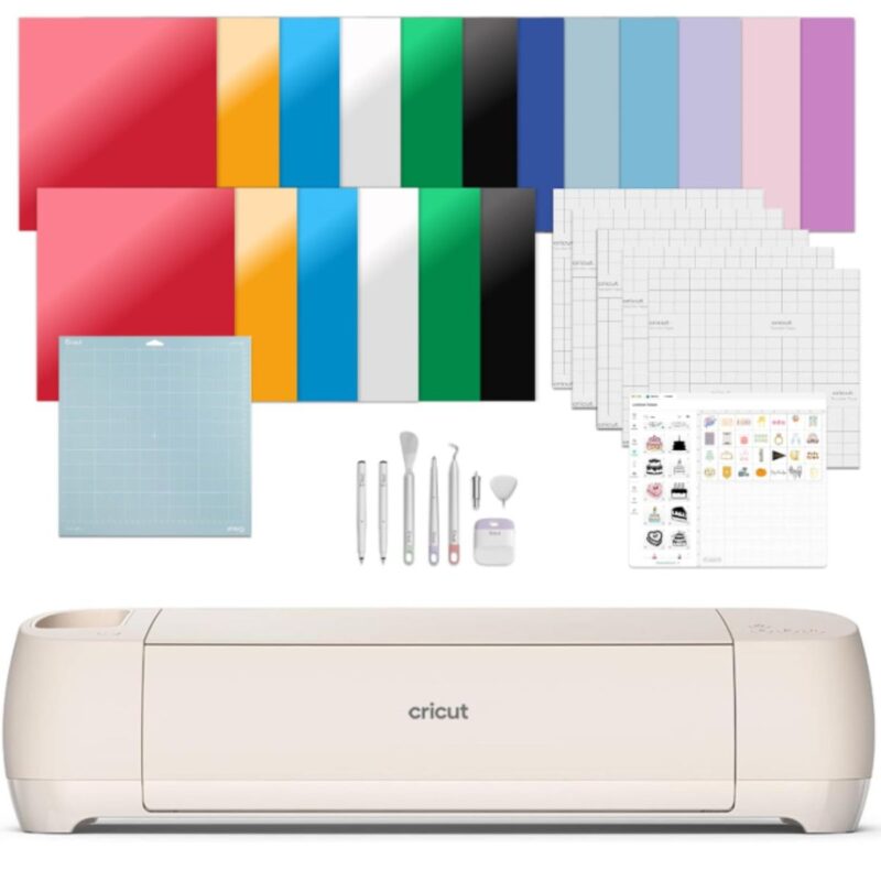 Cricut smart cutting machine in seashell colour with engagement bundle accessories