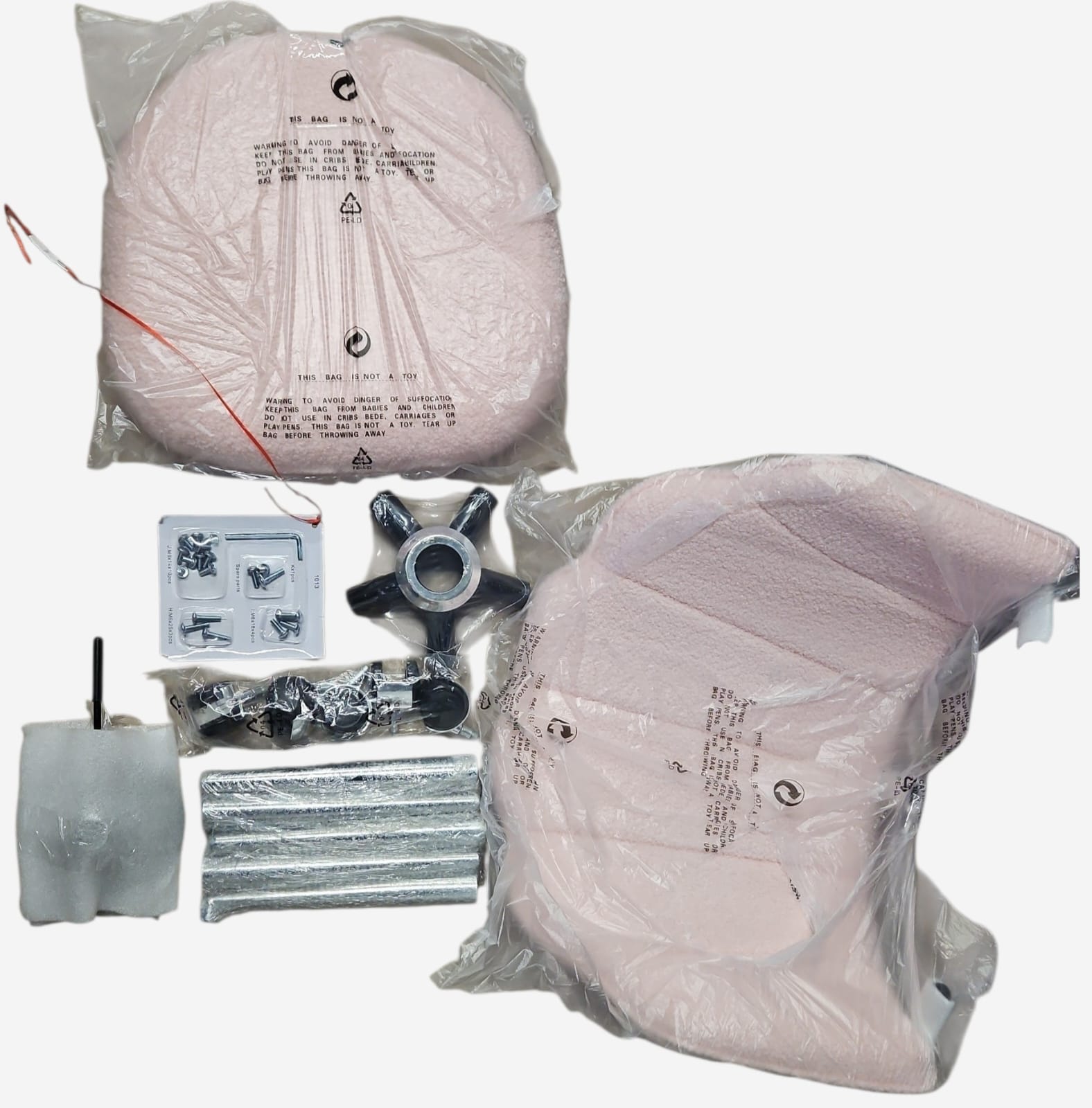 Eufurnibi vanity chair in pink with backrest and wheels