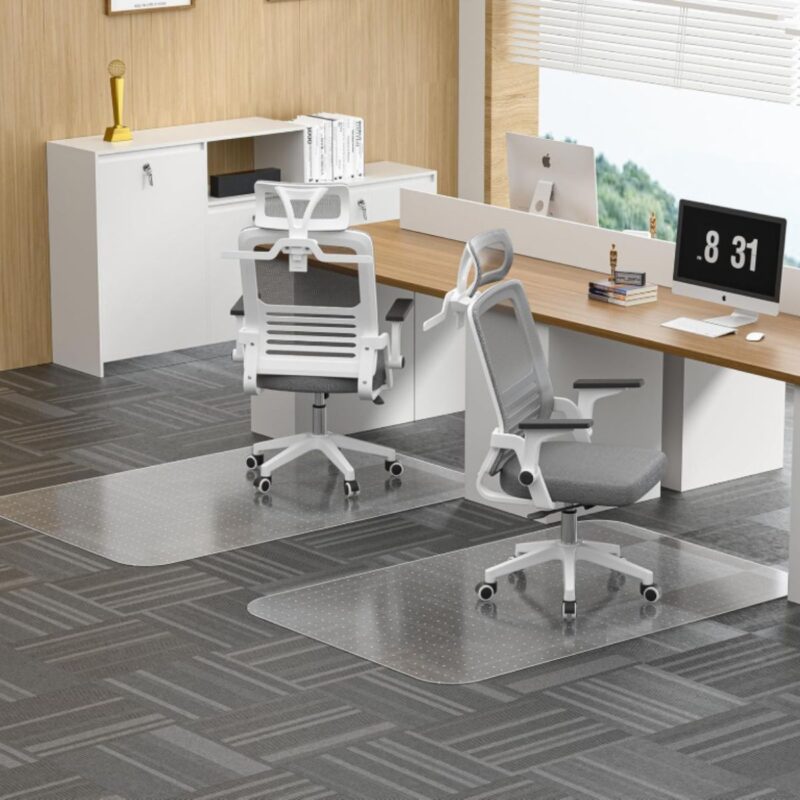 MESHDO office chair mat carpet in clear with non-slip studded surface