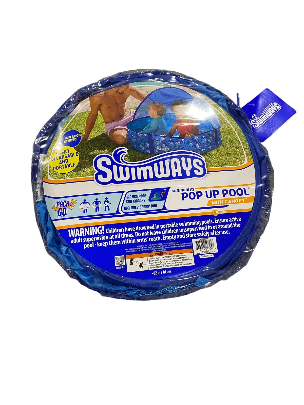 Swimways pop up pool canopy in blue foldable design