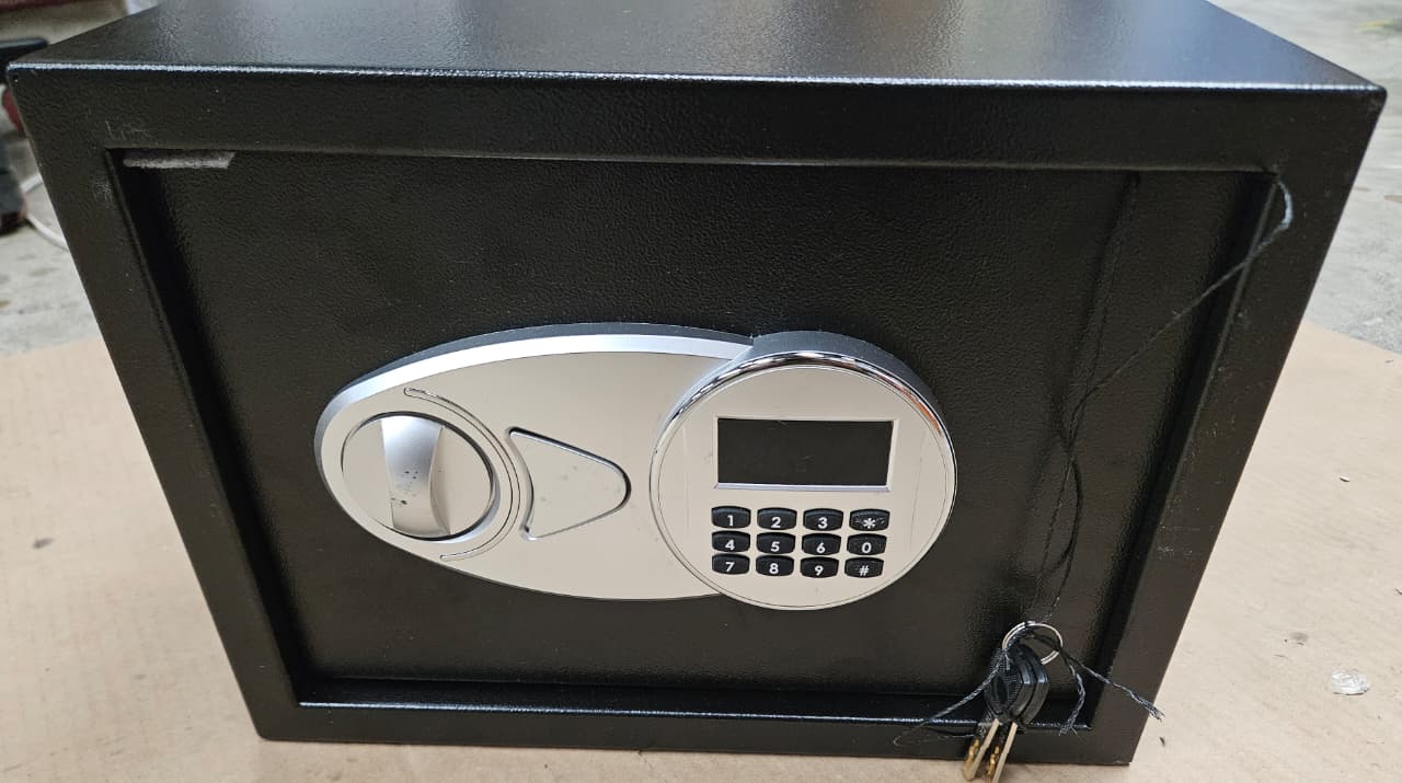 Amazon Basics steel security safe with electronic keypad in black finish