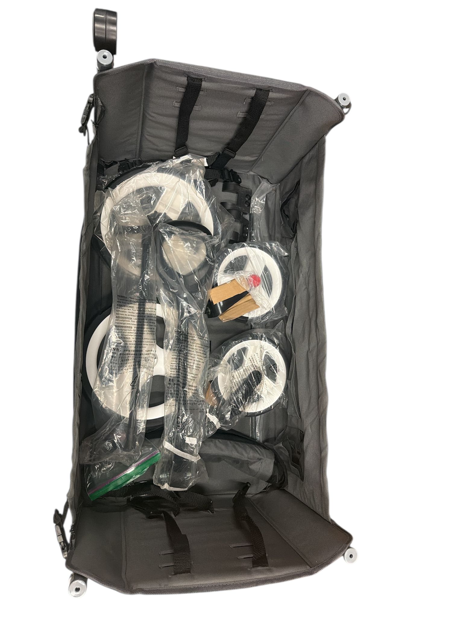 folding push wagon in grey with parent caddy and storage pockets