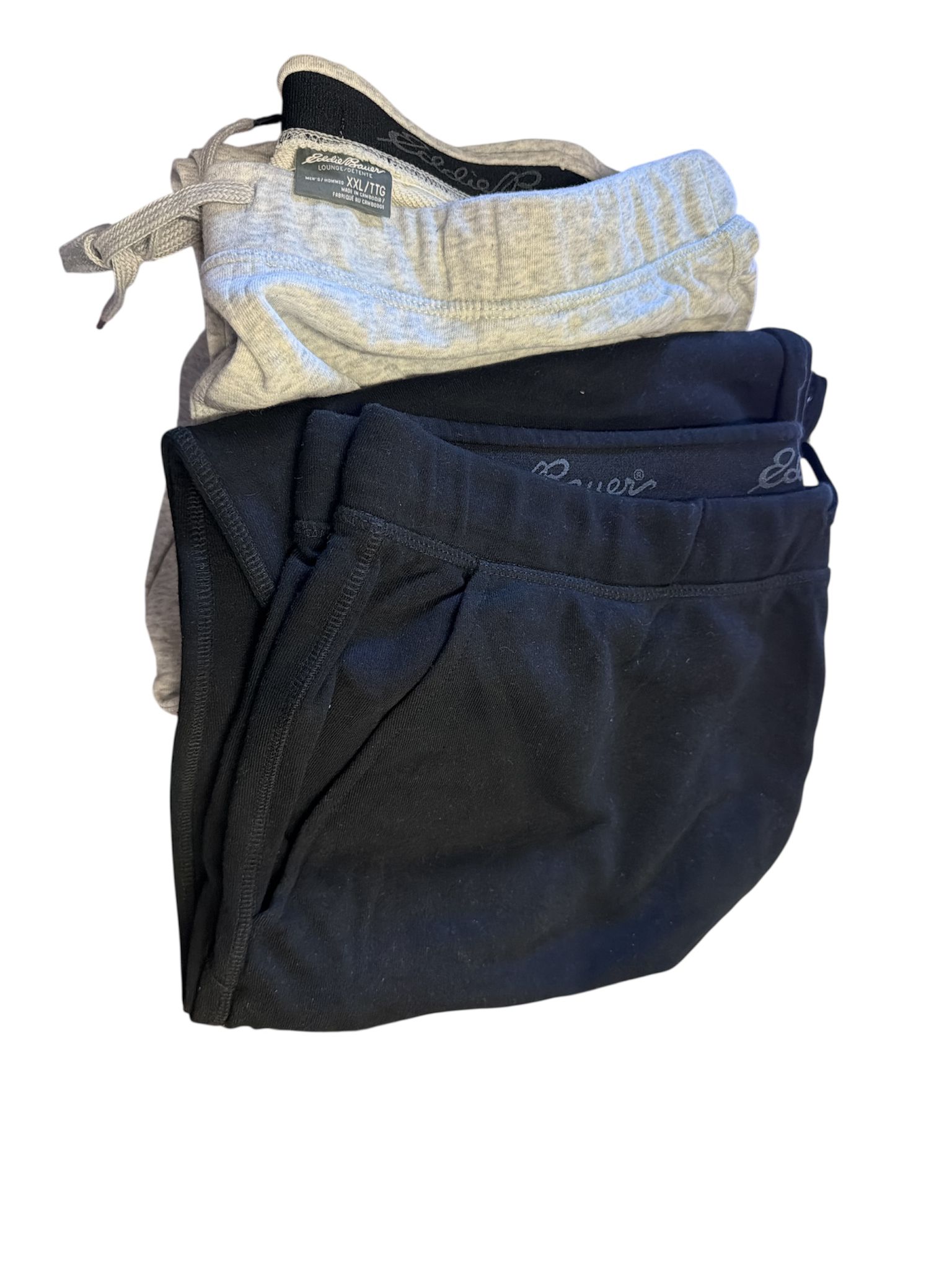 lounge joggers in black and light grey colors with elastic waistband