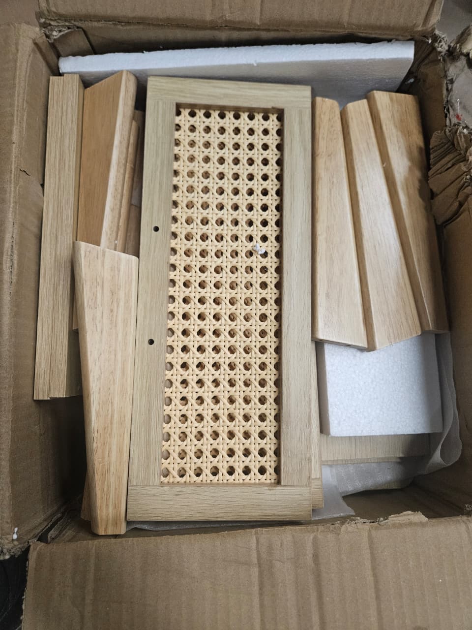 Yaukomel rattan nightstand set in natural finish with charging station