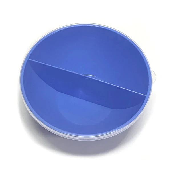 Lucky divided split bowl in blue with clear lid