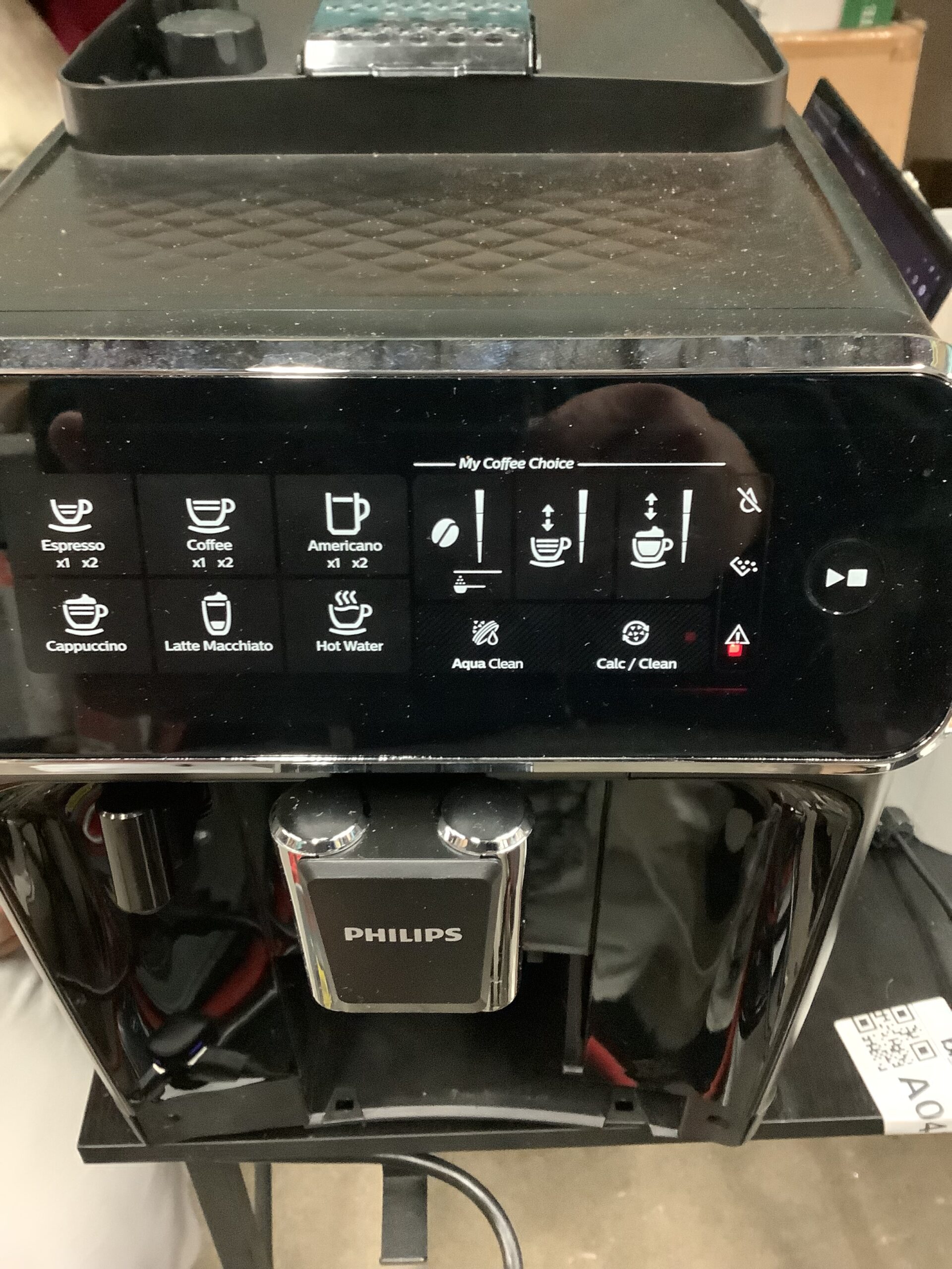 Philips fully automatic espresso machine in glossy black finish