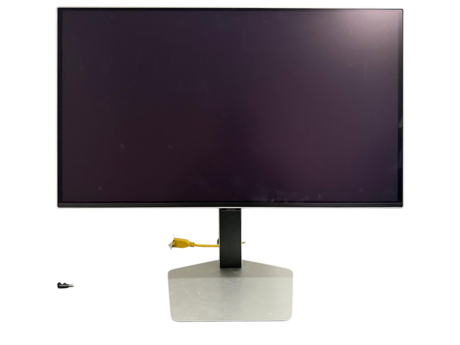 Samsung oled gaming monitor in sleek silver design with 360Hz refresh rate